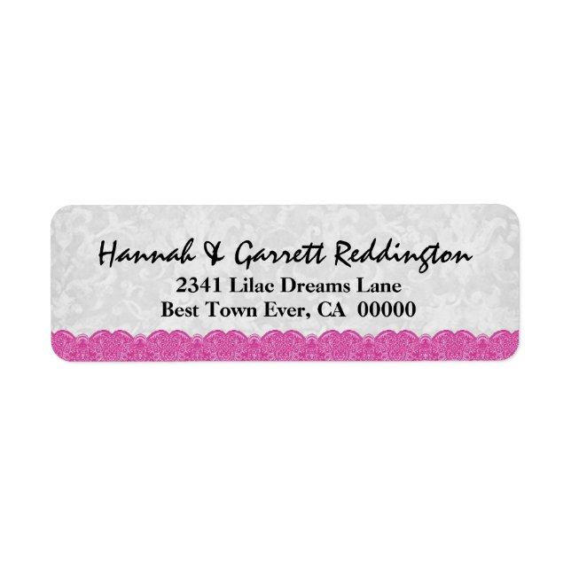 Pink Lace Address Label V005 Return Address Label (Front)