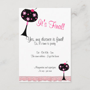 Pink Lace and a Big Drink Divorce Party Invitation
