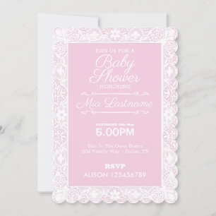 Pink & Lace Baby Shower Invitation