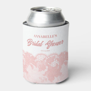 Pink Lace Bridal Shower Can Cooler