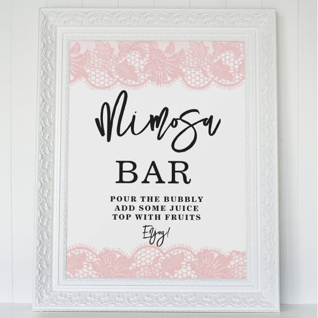 Pink Lace Bridal Shower Mimosa Bar sign   (Creator Uploaded)