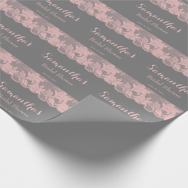 Pink Lace Bridal Shower  Wrapping Paper (Corner)