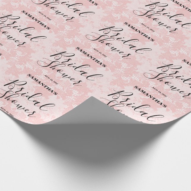 Pink Lace Bridal Shower  Wrapping Paper (Corner)
