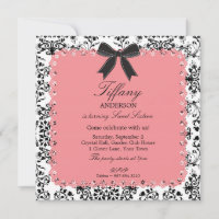Pink Lace & BW Damask with Bow Sweet 16