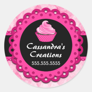 Pink Lace Cupcake Bakery Box Seals