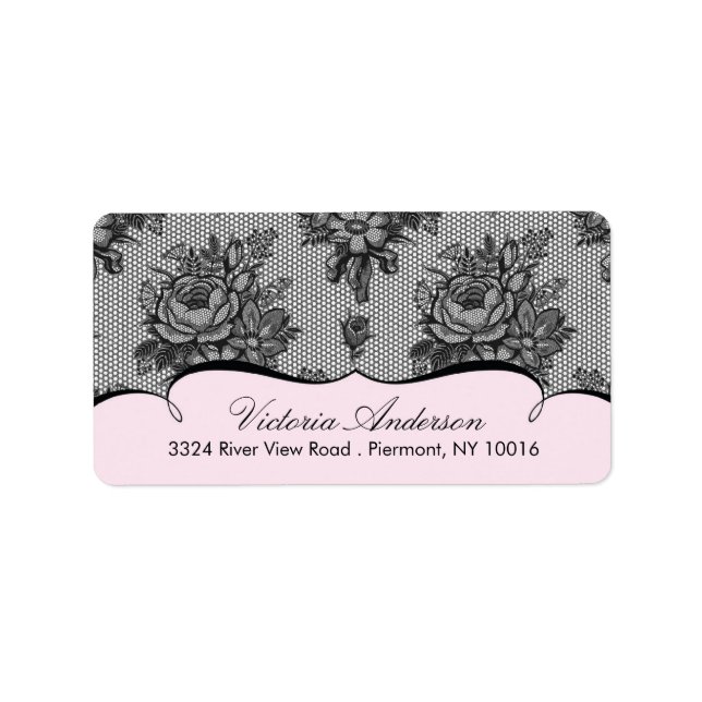 Pink Lace Damask Return Address Labels. Label (Front)