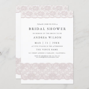 Pink Lace Elegant Modern Bridal Shower Invitation