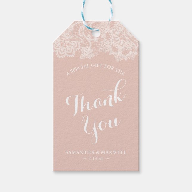 Pink Lace Favour Tags Template (Front)