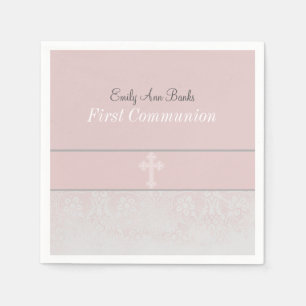 Pink Lace First Holy Communion Napkin