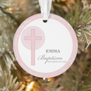 Pink Lace Girl Baptism Personalised Ornament