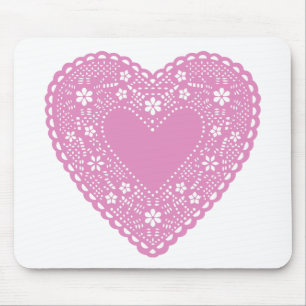 Pink Lace Heart Mouse Pad