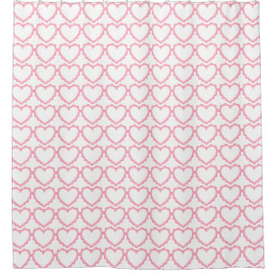 Pink Lace Heart Pattern Shower Curtain