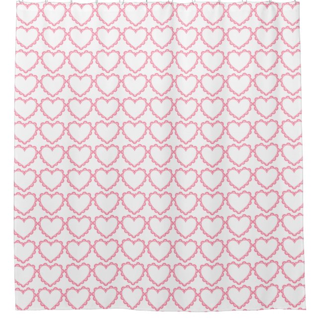 Pink Lace Heart Pattern Shower Curtain (Front)