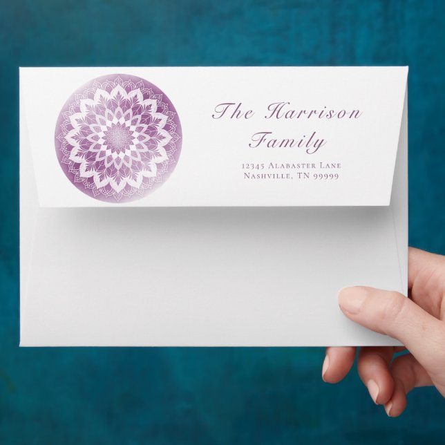 Pink Lace Mandala Wedding Envelope (Hand)