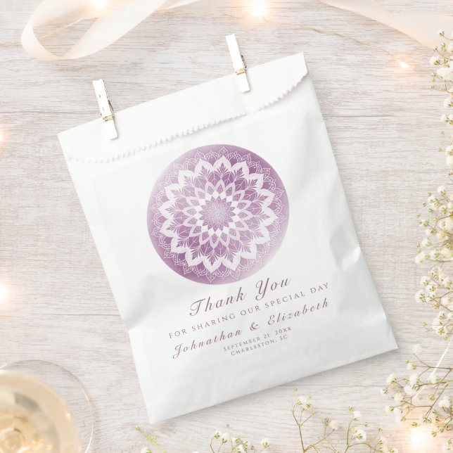 Pink Lace Mandala Wedding Favour Bag (Clipped)