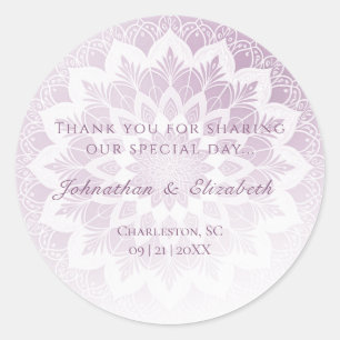 Pink Lace Mandala Wedding Favour Classic Round Sticker