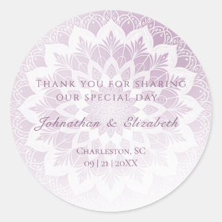 Pink Lace Mandala Wedding Favour Classic Round Sticker