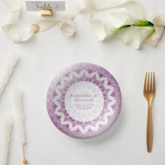 Pink Lace Mandala Wedding Paper Plate