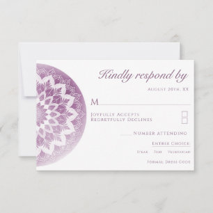 Pink Lace Mandala Wedding RSVP Card
