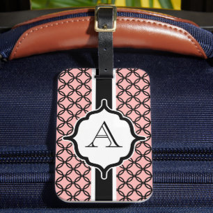 Pink Lace Monogrammed Luggage Tag
