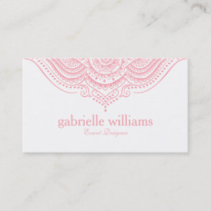 Pink Lace Paisley Mandala Business Card