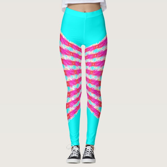 pink lace pattern leggings (Front)