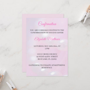 Pink Lace & Pearls Confirmation Invitation Girl