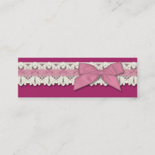 Pink lace ribbon bow girly business cards