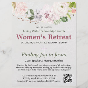 Pink Lace Spring Floral Women's Retreat Invitation Flyer
