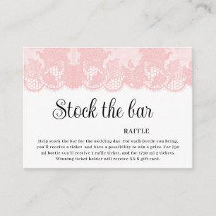 Pink Lace Stock the bar Bridal Shower  Enclosure Card