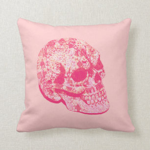 pink lace sugar skull pillow