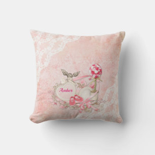 Pink Lace Throw Pillows