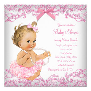 Pink Lace Tutu Girl Baby Shower Invitation