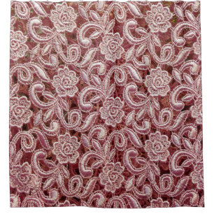 Pink lace, vintage roses pattern. shower curtain