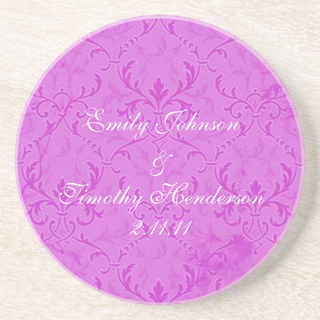 Pink Lace Wedding Coasters (Front)