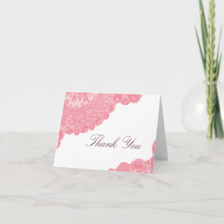 Pink Lace Wedding Thank You Card