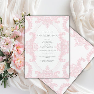 Pink Lace Whimsical Vintage Bridal Shower Invitation