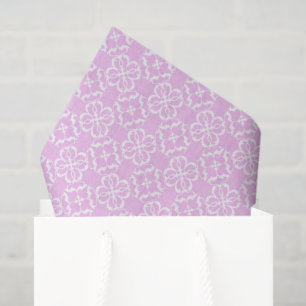Pink Lace & White Floral Lattice Pattern Tissue Paper