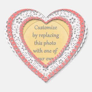 Pink Laced Heart Frame Valentine's Day Sticker