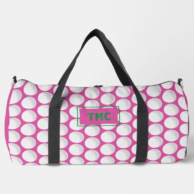 Pink Ladies Golf INITIALS Green Preppy Fun Duffle Bag (Front)