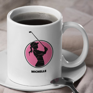 Pink Ladies Golf Silhouette Coffee Mug