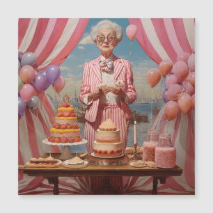 Pink Lady Birthday Party Magnetic Invitation