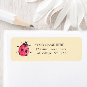 Pink Lady Bug Hand-Painted Return Address Labels