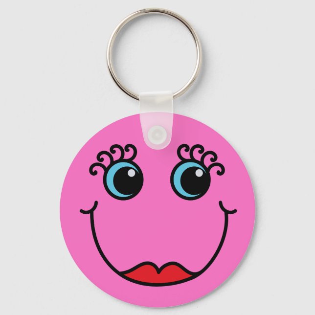 Pink Lady Face Key Ring (Front)