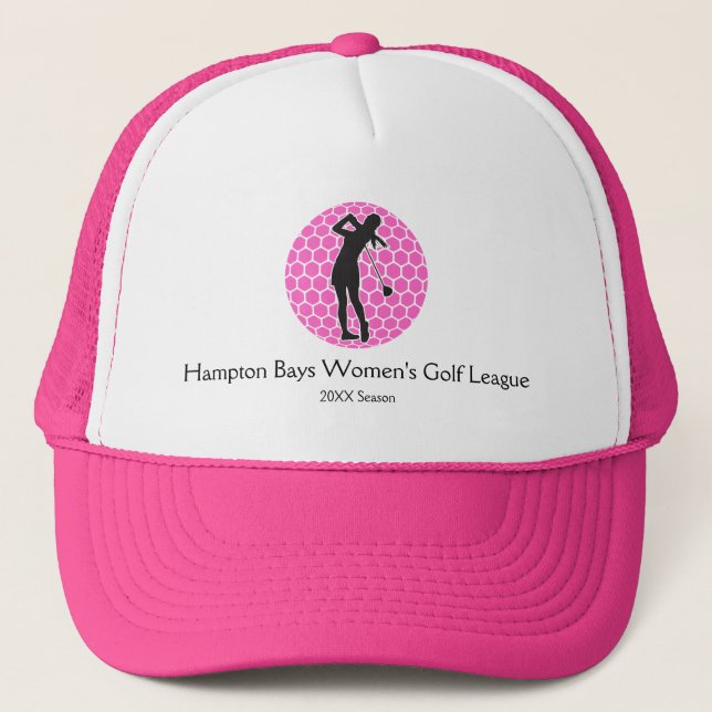 Pink Lady Golfer Silhouette Golf Hat (Front)
