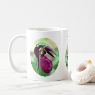 Pink Lady Slipper Flower Personalized Coffee Mug