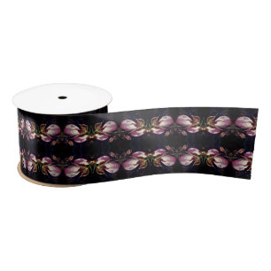 Pink Lady Slipper Orchid Abstract Satin Ribbon
