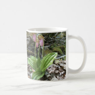Pink lady slipper orchid coffee mug