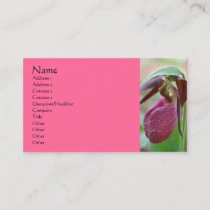 Pink Lady Slipper Orchid Flower Business Card