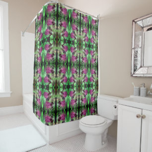 Pink Lady Slipper Orchid Flower Pair Abstract Shower Curtain